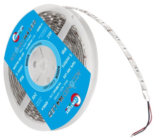 Accento 14,4W/m 24V striscia 60Led 5m 6000K IP20.