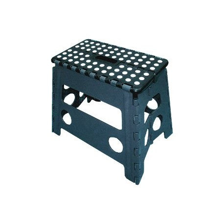 Sgabello pieghevole in plastica con inserti antiscivolo dimensione 38x22x32h
