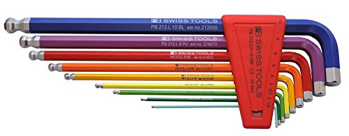 PB Baumann Serie chiavi a L esagonali lunghe ball-end colorate 9