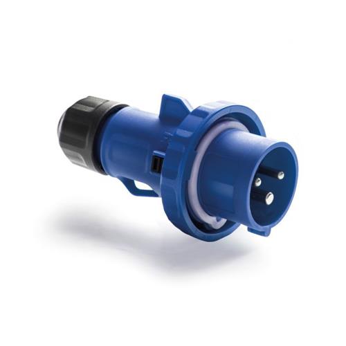 Spina mobile industriale CEE a sgancio rapido, monofase dritta IP67 3 Poli (2P+T) 16A 200-250V 50/60 Hz.