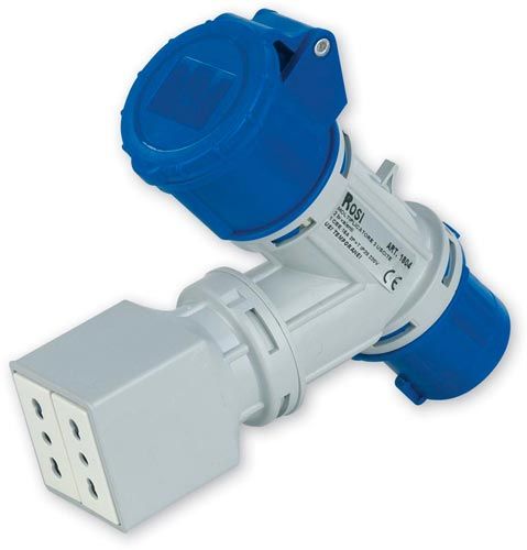 Moltiplicatore mobile a 2 uscite con 2 prese bivalenti 16A 2P+T IP20