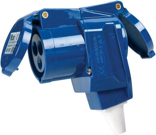 Presa industriale 3P 16A angled 90° with Schuko per caravan