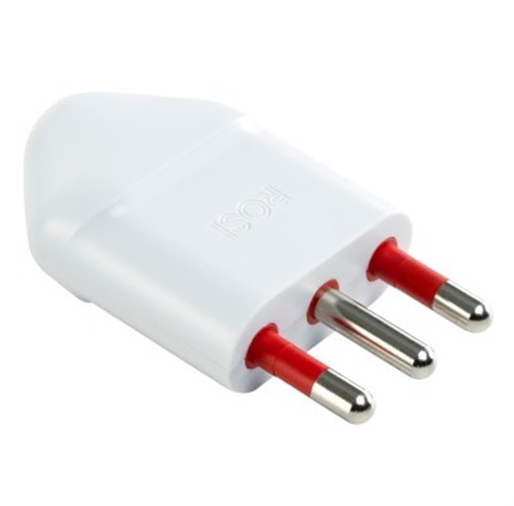 Spina mobile volante monofase RS9702B di colore bianco, 2P+T 16A 250V - serie Emilia