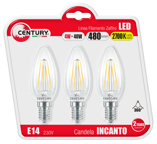 Lamp. incanto filled cand 4WE14 2700K 3pz
