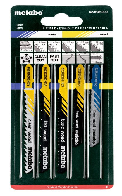 Metabo 5 lame seghetto alternativo per legno, metallo e materie plastiche - 623645000