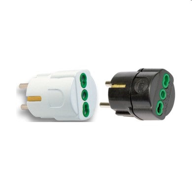 Adattatore presa schuko 2P+T 16A bipasso nero
