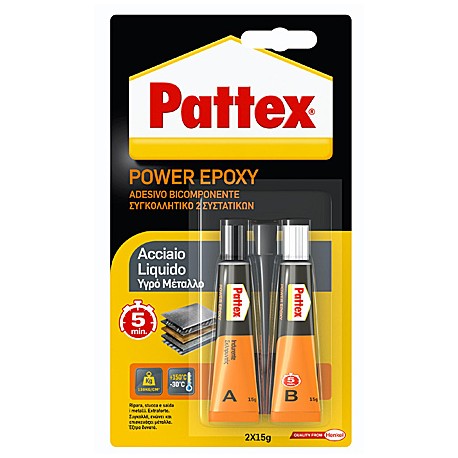 Adesivo epossidico bicomponente color acciaio naturale PATTEX 2 x 55 ml
