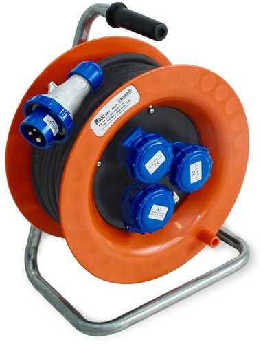 Avvolgicavo industriale 30m 3 prese insustriali 16A 2P+T IP67